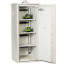 BSS6003 safe open, three vented shelves with internal power strips shown; chargers on two shelves.