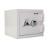 FireKing KF1114-1WHE fire rated safe – angled view closed with digital lock and chrome handle