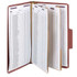 Smead SuperTab Pressboard Classification File Folder with SafeSHIELD Fasteners, 2 Dividers, 2" Exp, Legal Size, Red, 10/Box