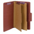 Smead SuperTab Pressboard Classification File Folder with SafeSHIELD Fasteners, 2 Dividers, 2" Exp, Legal Size, Red, 10/Box
