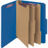 Letter size dark blue pressboard classification folder with 3 dividers and SafeSHIELD fasteners