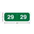 Ames AMYM year label, 2029, dark green, 1/2" x 1-1/2", wraparound with white “29”; center-slit liner.