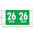 Col'R'Tab Compatible CLYM year label, 2026, Green wraparound with white “26”; center-slit liner.