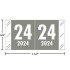 Col’R’Tab-compatible CRYM year label, 2024, gray, wraparound with white “24”; center-slit liner.