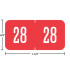 GBS/VRE-compatible 94628 year label, 2028 red, 3/4 x 1-1/2, laminated wrap-around, center-slit.