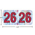 Holographic year label “26”, Silver, 3/4 x 1-1/2 in, wrap-around, center-slit, white digits, laminated.