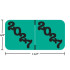 Turquoise POS POYM-27 wraparound year label with bold black “2027” printed diagonally on both panels. Overall size 3/4 inch high by 1-1/2 inches wide; center gap shows the fold for end- or top-tab folders.