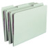 Smead Pressboard File Folder with 2 SafeSHIELD Fasteners, 1/3-Cut Tab, 1" Expansion, Legal Size, Gray/Green, 25/Box