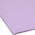 Lavender Smead file folder lying flat, showing the straight-cut end tab and bottom edge.