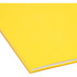 Stack of yellow Smead file folders showing the bottom edge and 3/4 inch expansion.