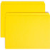 Two yellow Smead straight-cut end tab file folders, staggered to display the full tab area.