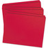 Several red Smead reinforced tab straight-cut letter-size file folders fanned out in a stack.