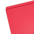 Close-up of a red Smead letter-size file folder showing the reinforced straight-cut tab.