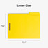 Diagram of a yellow letter-size fastener file folder measuring 11.6 inches wide by 9.5 inches high.