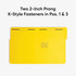 Open yellow letter-size folder with two 2-inch prong K-style fasteners in positions 1 and 3.