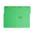 Inside view of Smead 17140 green legal-size fastener folder lying flat with fasteners in positions 1 and 3.