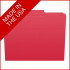 Red letter size file folder with 1/3-cut top tab and Made in the USA label banner