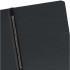Angle view of the black Smead PressGuard report cover highlighting the reinforced spine and durable pressboard construction.