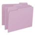 Smead 12443 lavender top tab file folders, letter size, 1/3-cut assorted tabs, box of 100