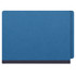 Front view of royal blue letter size end tab pressboard folder with reinforced bottom edge
