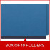 Detail view of bonded fastener mounted inside royal blue end tab pressboard folder