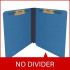 Open royal blue end tab pressboard folder showing no interior dividers and bonded fasteners