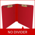 Close-up of bonded fasteners mounted inside a deep red pressboard end tab classification folder
