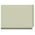Interior view of green pressboard classification folder with fasteners on inside front and back covers