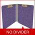 Open interior view of purple end tab classification folder showing fasteners and no dividers