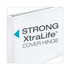 White binder cover showing reinforced XtraLife hinge construction for added durability