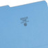 Back view of Smead blue reinforced file folder showing manufacturer stock number and recycling certification