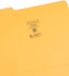 Interior view of Smead goldenrod reinforced file folder showing manufacturer stock number and recycling certification