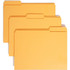 Smead goldenrod reinforced file folders with 1/3-cut double-ply top tabs, letter size, stacked view