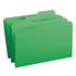 Smead 17134 green legal size file folders with reinforced 1/3-cut top tabs, 100 per box