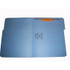 Open blue letter-size file folder with one metal fastener in position 1 on the left interior panel, reinforced 1/3-cut top tab, Smead 12034-F1.