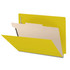 Yellow end tab pressboard classification folder with one manila divider and fasteners, letter size