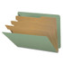 Green Letter-Size End Tab Classification Folders, 25-Point, 3 Dividers, 10/Box