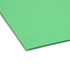Close-up of green Smead folder stock showing the smooth paper surface and folded edge.