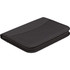 Close-up detail of black nylon padfolio zipper closure and durable stitched edge