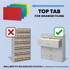 Colored file jackets are top tab, designed for drawer filing.