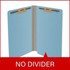 Blue end tab pressboard fastener folder open view showing no divider and dual fasteners