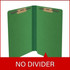 Moss green end tab pressboard fastener folder open view showing no divider and dual fasteners