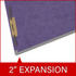 Purple end tab pressboard fastener folder open view showing no divider and dual fasteners