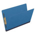 Royal blue pressboard fastener folder angled open view showing expansion and document capacity