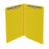 Yellow legal size end tab pressboard folder with two bonded fasteners inside front and back panels