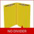 Yellow end tab pressboard classification folder open interior showing no divider with bonded fasteners