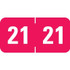 Red 2021 year label with white numbers in a wraparound center-slit design for file folder tabs