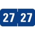 Dark Blue 27 year label with white numbers in a wraparound center-slit design for file folder tabs
