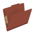 Angled view of red letter size top tab pressboard classification folder with bonded fastener and 2 inch expansion
