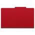Front view of deep red legal size top tab classification folder with top tab and reinforced bottom edge